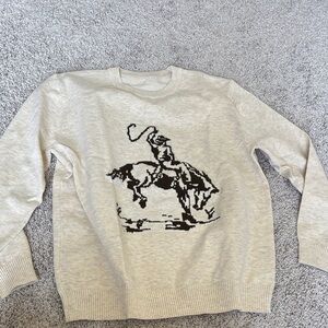 Women’s Cream Sweater with Black Graphic